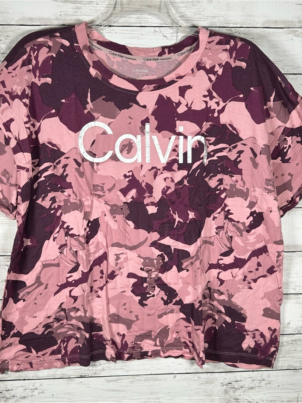 Calvin Klein Pink Purple Cotton Modal Camo Short Sleeve T-shirt 3X
